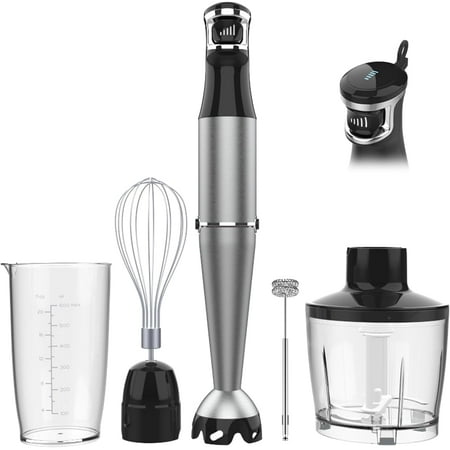 Immersion Blender Handheld Hand Blender 1100W, Trigger Variable Speed 5 in 1 Stick Blender, Emulsion Blender with Chopper, Whisk and Frother for Soup, Baby Food and Smoothies