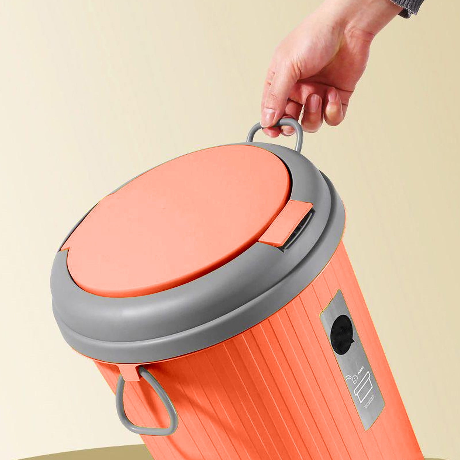Bwiyojiz Kitchen Utensils Bathroom Trash Can Large Capacity 6L Living Room Round Thickened, Gifts for Friend, Orange