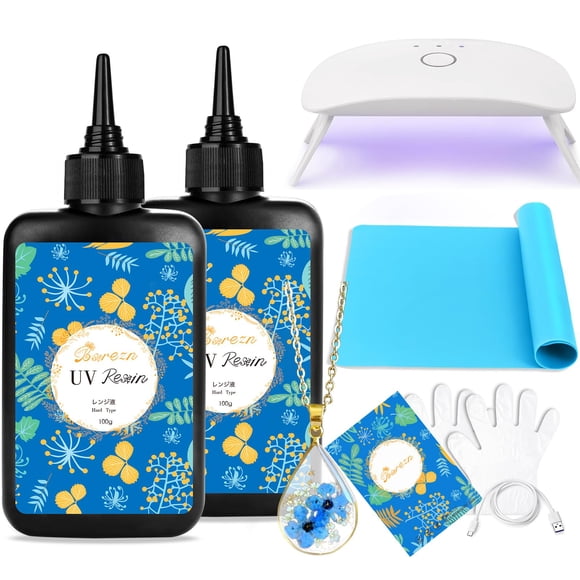 Kit de resina UV Bsrezn 200 g con luz transparente para joyería