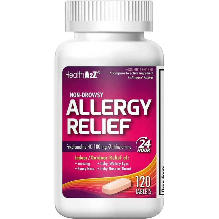 HealthA2Z Fexofenadine HCl Allergy Medicine, 24 Hour Non-Drowsy