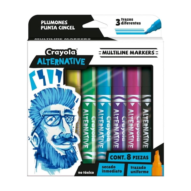 Plumones Crayola Alternative Punta Cincel 8 Piezas