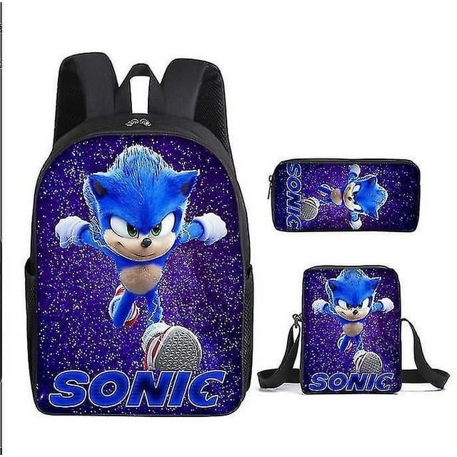 Sonic Primary School School Bag Three-piece Set Anime Cartoon Backpack Shoulder Bag Pencil Case High Quality Ultra-high Quality Advanced Customization