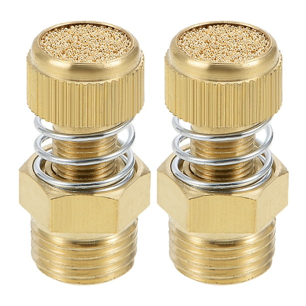 Pneumatic Air Exhaust Silencer Muffler Copper 1/4 BSPT with Spring Loaded 2pcs