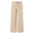 thumbnail image 4 of Posijego Teens Girls Wide Leg Pants Drawstring High Waisted Cotton Linen Pants Summer Beach Vacation Palazzo Pants with Pockets, 4 of 9
