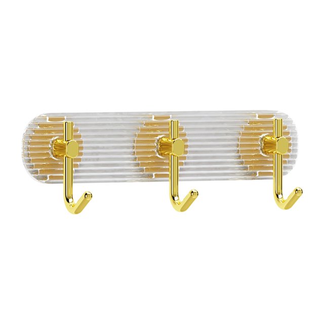 Ganchos para toallas de baño, resistentes, reutilizables y sin clavos. Dorado 3 Ganchos