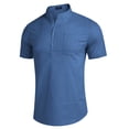 thumbnail image 4 of COOFANDY Men's Cotton Linen Henley Shirt Short Sleeve Hippie Casual Beach T-Shirts with Pocket, 4 of 8