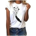 thumbnail image 1 of EQWLJWE Liquidation d'Été! T-shirt à Manches Courtes Col Rond pour Femmes Mode Imprimé Plume Haut T-shirt Tee Blouse Hauts d'Été pour Femmes 2023, 1 of 4