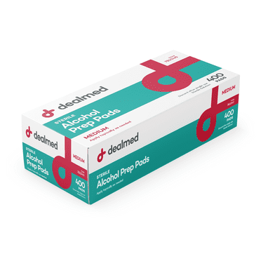 Dealmed Alcohol Prep Pads – Medium Size, Latex-Free Alcohol Wipes, Gamma Sterilized Wound Care Products for a First Aid and Medical Facilities, 400 Count (Pack of 1)