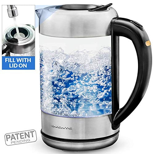 Ovente Electric Hot Water Glass Kettle 1.7 Liter with ProntoFill
