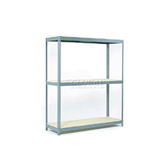 Global Industrial B2296829 96 x 60 x 24 in. 3 Shelves Wide Span Rack with Wood Deck, Gray