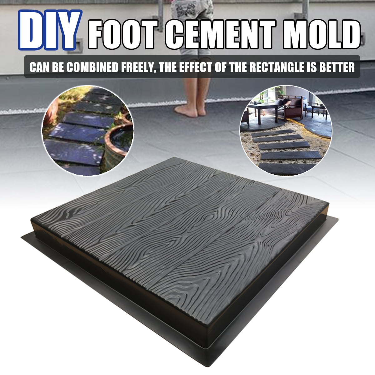 Wood Grain Cement Mould Concrete PavingStone Patio Path Mold Garden