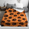 thumbnail image 5 of Halloween Flannel Throw Blanket, Pumpkin Pattern Orange Festive Blankets for Bed, Couch or Halloween decorations 27.55x39.37Inch Orange, 5 of 6