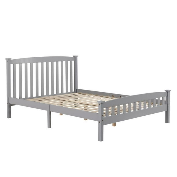 SalonMore Pine Wood Platform Bed Frame with Headboard, Wooden Bed Frame