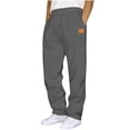 thumbnail image 2 of Lenago Men Sweatpants Solid Color Sports Long Pants Sweatpants Straight Leg Men's Pants Leather Label Men's Pants Sweatpants Joggers for Men, 2 of 4