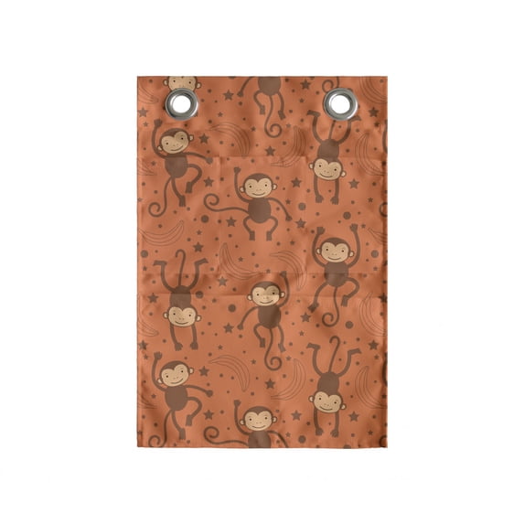 Cartoon Hanging Pocket Organizer, Funny Monkeys Dancing Stars Bananas Animals, Printed Polyester Storage Bag with Pockets, 14" x 20", Umber and Burnt Sienna