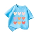 thumbnail image 1 of Plebaso T-Shirts à Imprimé Cœur pour Garçons et Filles, Col Rond, Manches Courtes Décontractées, Hauts Graphiques Mignons pour Enfants, 1 of 3