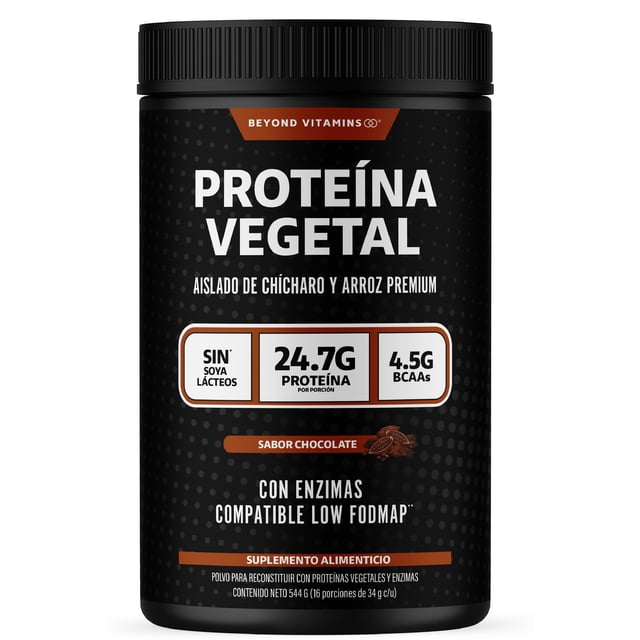 Beyond Vitamins Proteína Vegetal Aislada (Arroz y Chícharo) - Chocolate, 24.7g Proteína (496g)