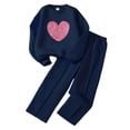 thumbnail image 3 of Fozruso Girls Sweater Design Large Size Heart Pattern Long Sleeve Top And Pants Double Layered Insulated Suitable For 7 12 Years Old Cute Clothing Sets,Blue,7-8 Years, 3 of 7