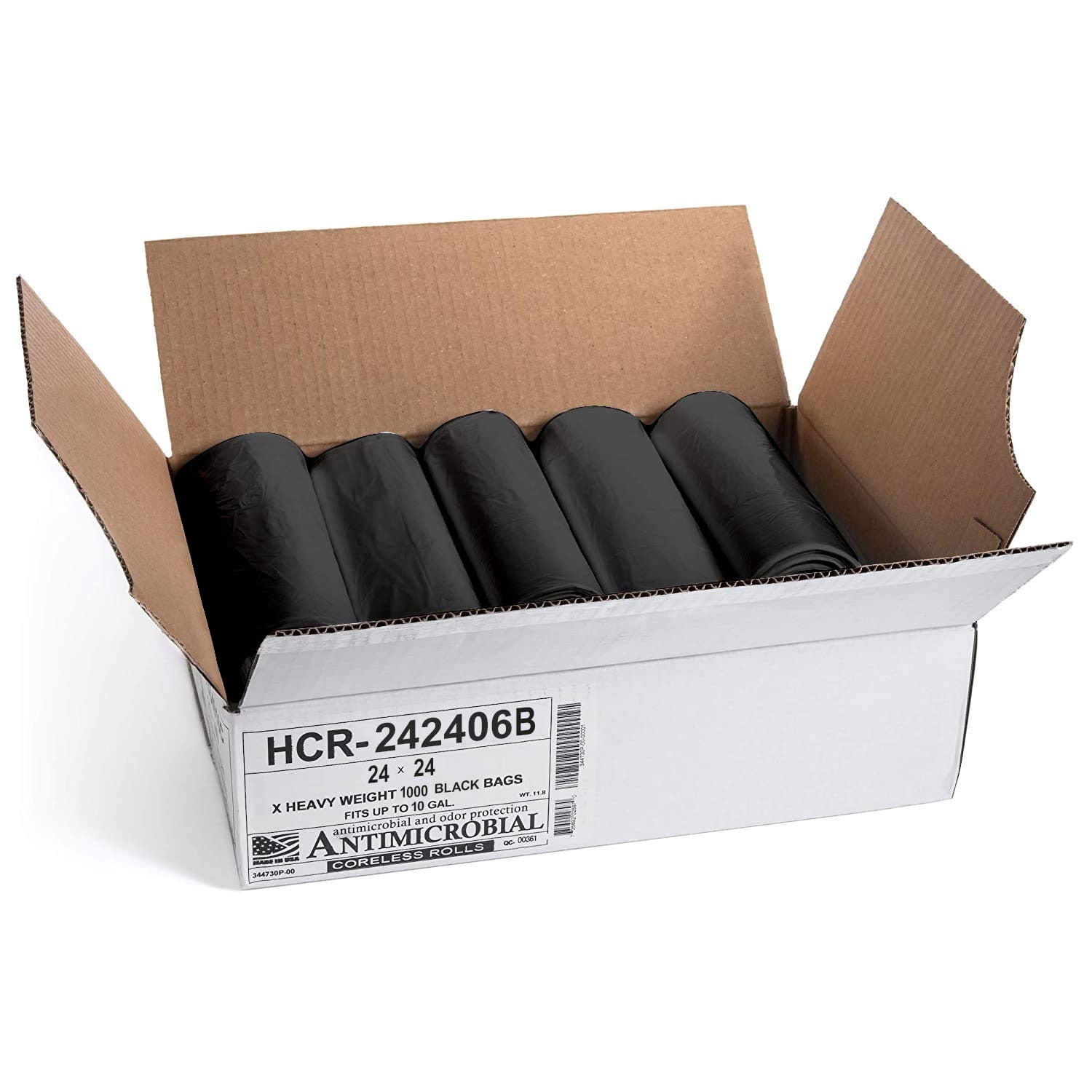 Aluf Plastics 7-10 Gallon 6 Micron (eq) Premium Black Trash Bags - 24" x 24" - Pack of 1000 - For Office, Kitchen, Bathroom, Commercial, Janitorial, Industrial, & Hospitality