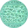 thumbnail image 1 of Ahgly Company Machine Washable Indoor Round Persian Turquoise Blue Traditional Area Rugs, 7' Round, 1 of 4