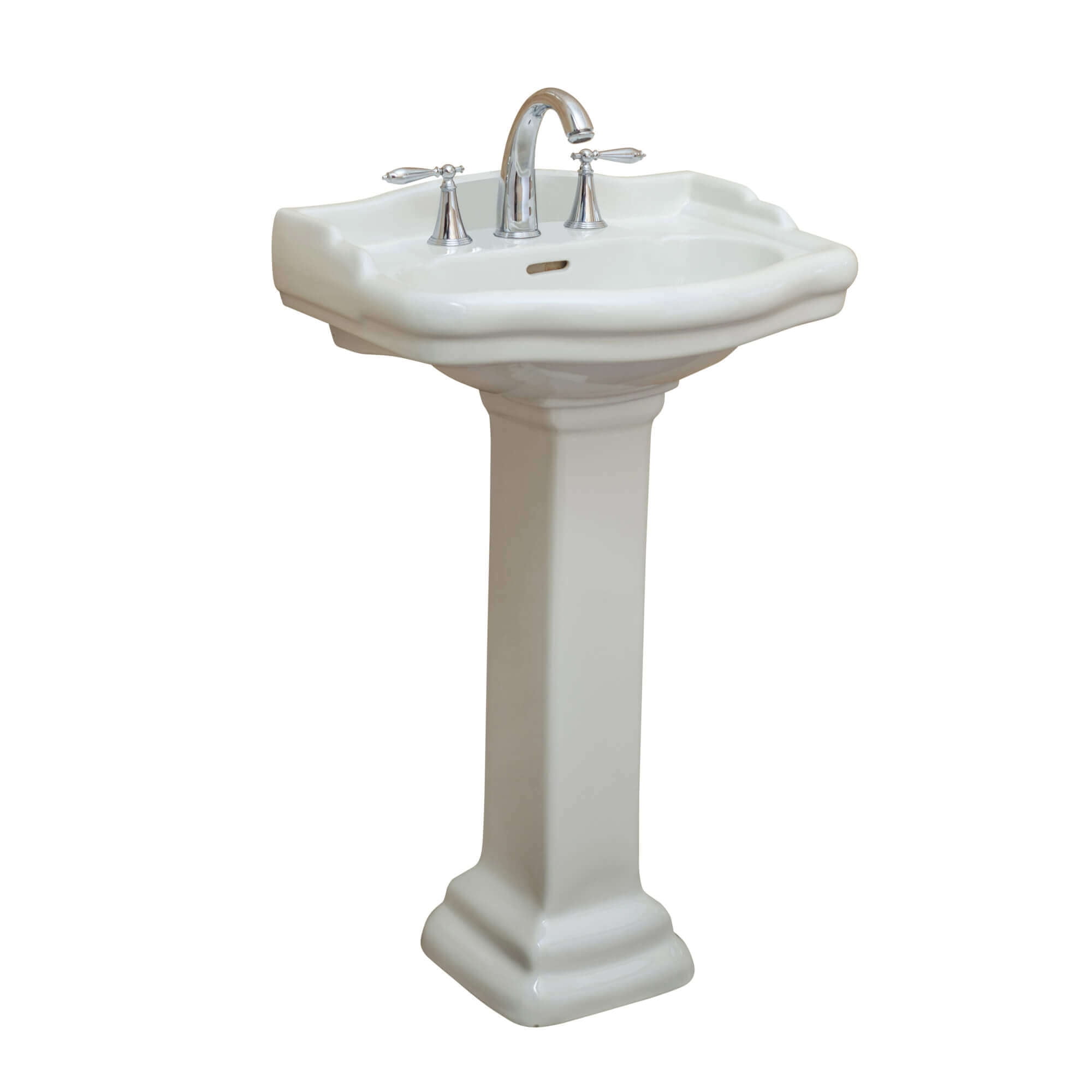 Fine Fixtures, Roosevelt Biscuit Pedestal Sink, 18 Inch Vitreous China