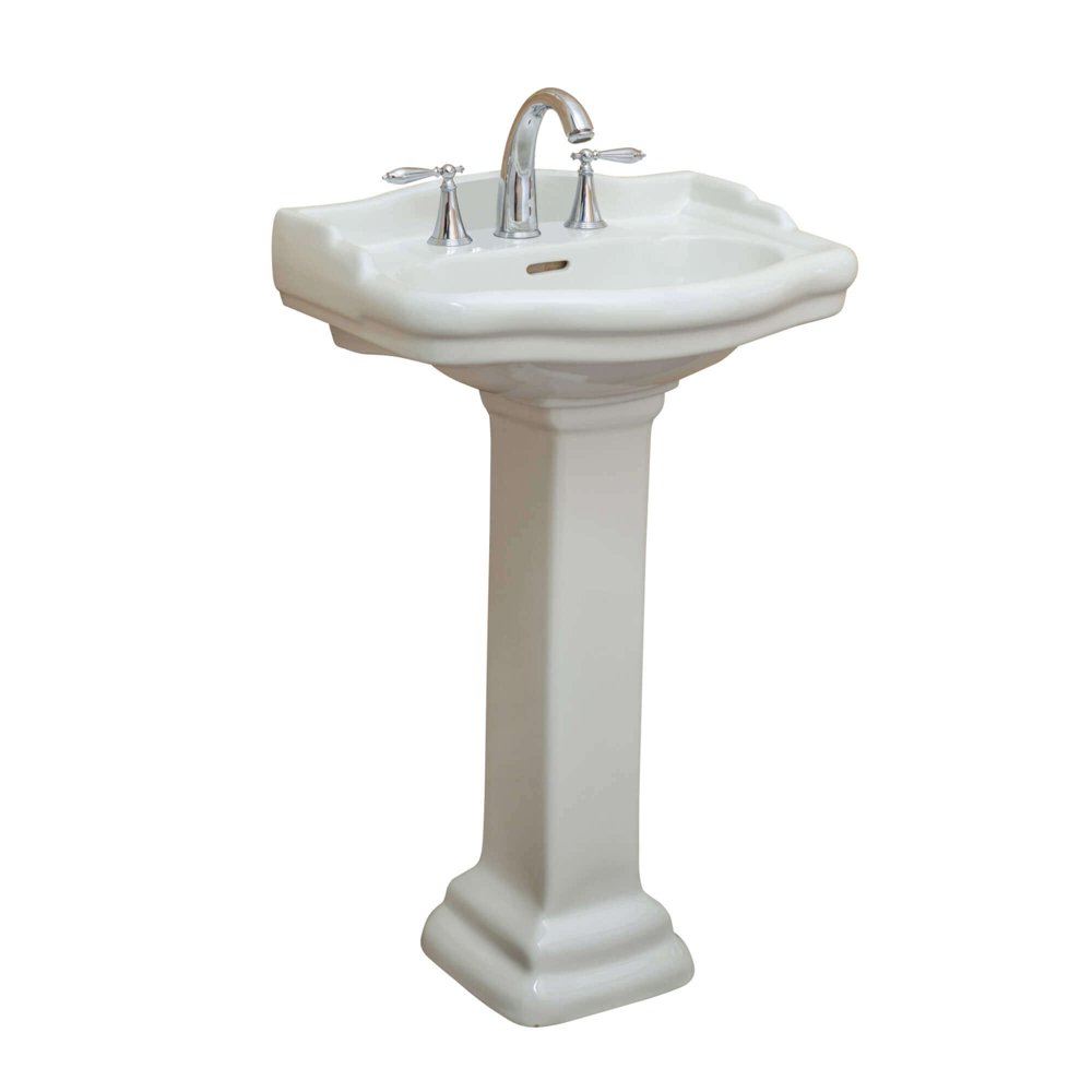 Fine Fixtures, Roosevelt Biscuit Pedestal Sink, 18 Inch Vitreous China