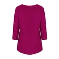 thumbnail image 4 of Aofany 2024! Women's Casual 3/4 Sleeve Tops Pleated With Layered V-neck Solid Color Loose Fit Top Blouse, 4 of 5