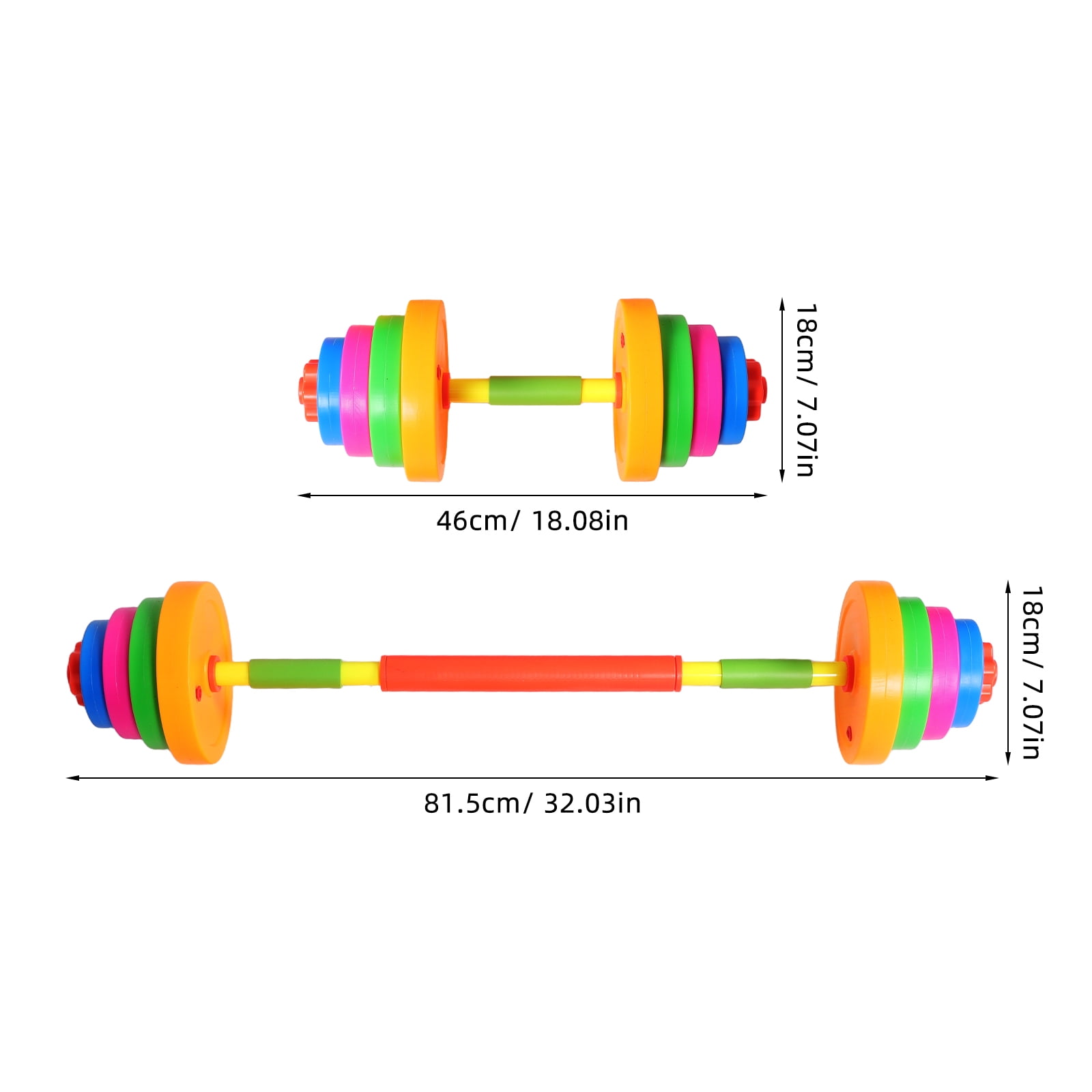 PENIKOKO 2Pcs Kids Pretend Workout Set with Plastic Barbell and Dumbbell for Versatile Use