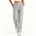 thumbnail image 4 of Maplenight Straight Leg Sweatpants for Women Elastic Waist Casual Trousers with Pockets Fall Winter Lounge Pants, 4 of 7