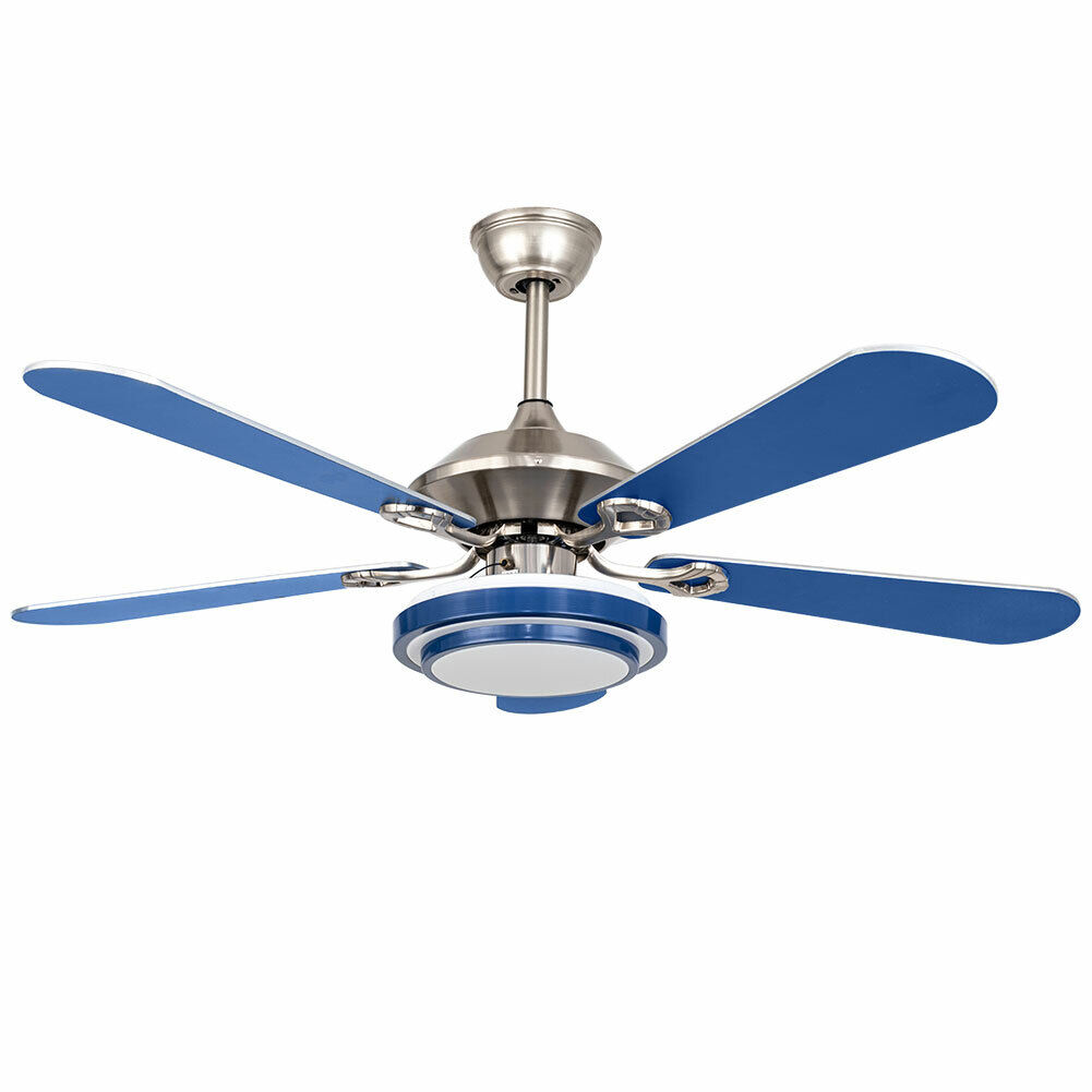 Acrylic Ceiling Fan Light Chandelier Lamp LED Dimmable 5-Blade with Remote Blue