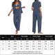 thumbnail image 2 of Cárdigan Top con botones para mujer, pantalones y pantalones con cintura elástica, trajes informales de Color sólido para el hogar Cgtredaw Gris T M para Mujer, 2 of 6