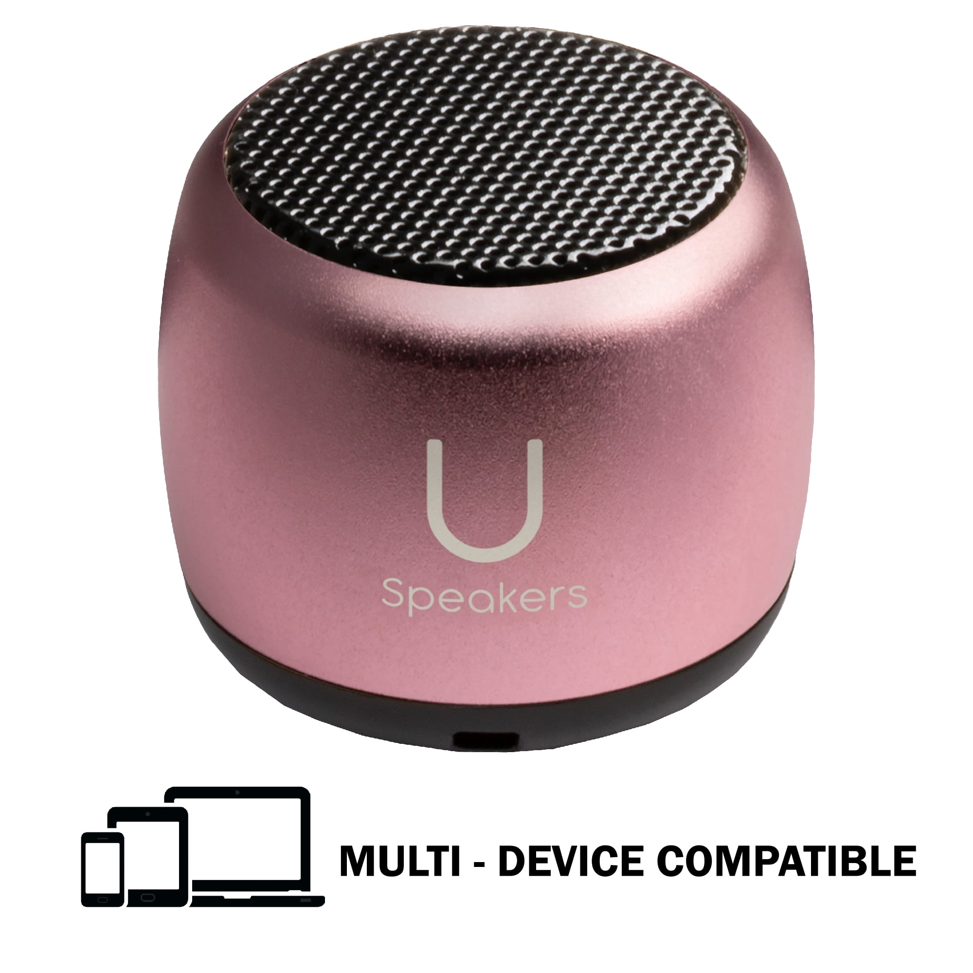 Fashionit U Speakers Micro Bluetooth Computer Speaker 2-Pack Bundle with Matching Speaker, Built-In Mic & Selfie Remote Control, for Workspace, Desktop, Laptop, Mobile, Tablet, PC - Pink