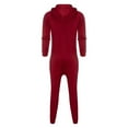 thumbnail image 6 of Men's Fleece Lined Hooded Jumpsuit, Insulated Zip Up, Pure Color Splicing, Casual One Piece Pajamas, Autumn Winter, 6 of 9