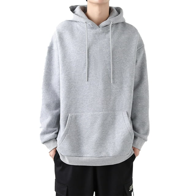 LUXUR Chandails à Capuchon d'Hiver Décontractés pour Hommes à Manches Longues Gris Pâle 2TG