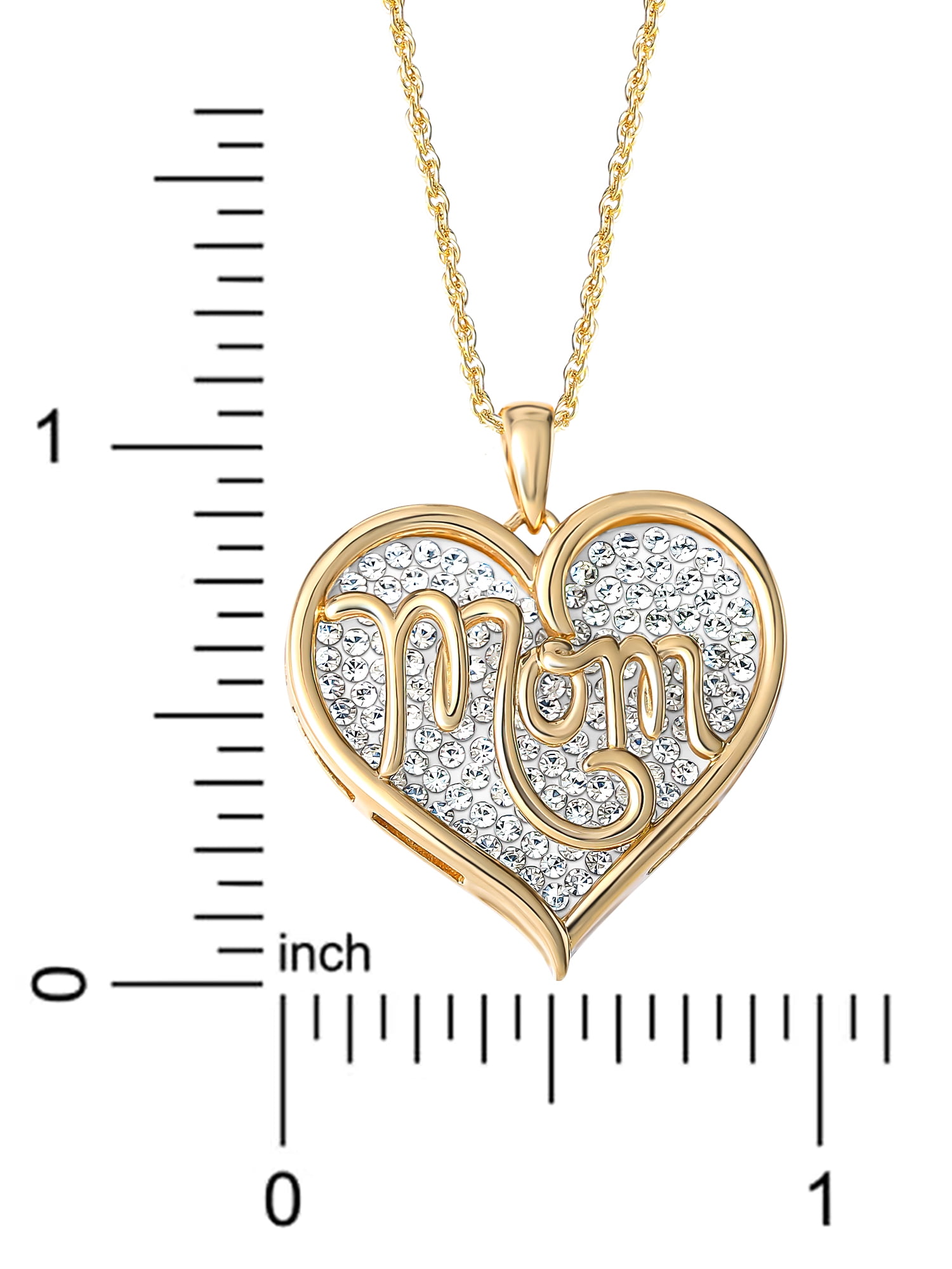 Brilliance Women's Sterling Silver Gold-Plated Crystal "Mom" Pendant with 18" Chain