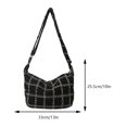 thumbnail image 2 of Bolso bandolera para mujer Bolso de hombro con patrón de cuadros Bolso de mano informal (negro), 2 of 6