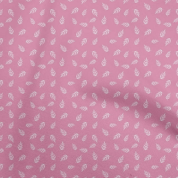 oneOone Cotton Poplin Light Pink Fabric Leaves Sewing Material Print Fabric By The Yard 42 Inch Wide