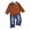 Brown, variant on Toddler Baby Boy Clothes 2T Boys Fall Winter Outfits 3T Boys Long Sleeve Lapel Top Jeans Pants 2PCS Clothing Set Blue