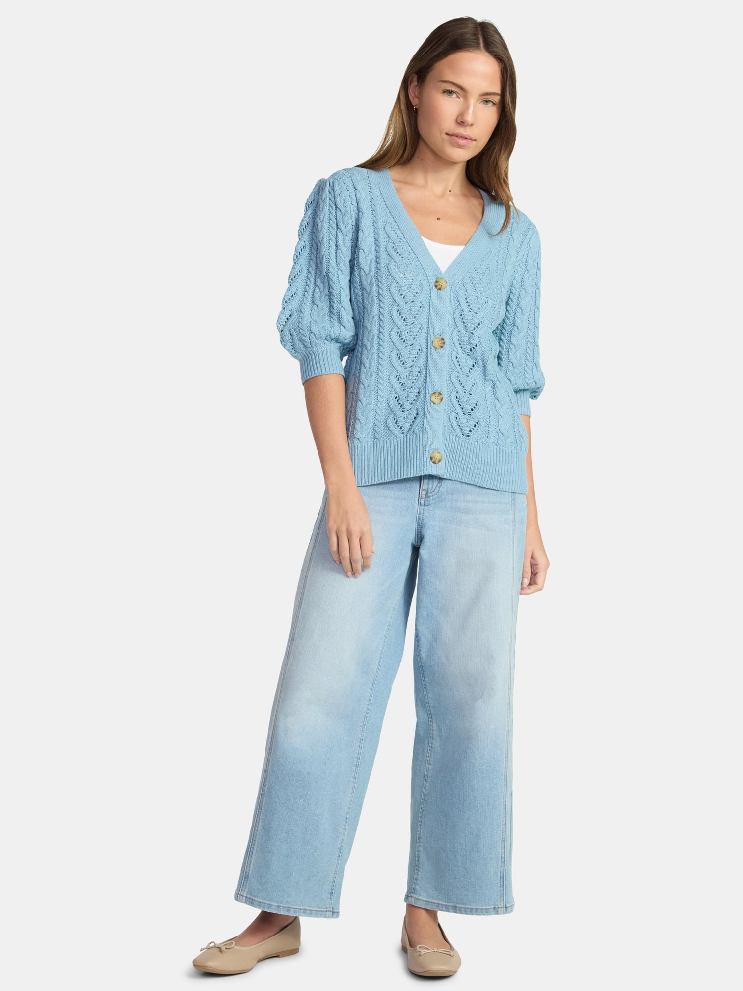 Time and Tru Women's Boyfriend Cardigan with Short Sleeves, Lightweight, Sizes XS-XXXL
