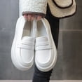 thumbnail image 5 of Lovskoo 2024 Women's Dress Leather Shoes Round Toe Platform Flat Heel Loafers Non-Slip Comfortable Soft Sole Soft Bottom Not Tired Breathable Flat Stirrup Single Work Nurse Shoes White, 5 of 8