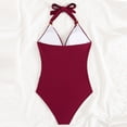 thumbnail image 5 of One Piece Swimsuit Women Halter Backless Vacation Swimwear One Piece Bathing Suit Deep Red S, 5 of 5