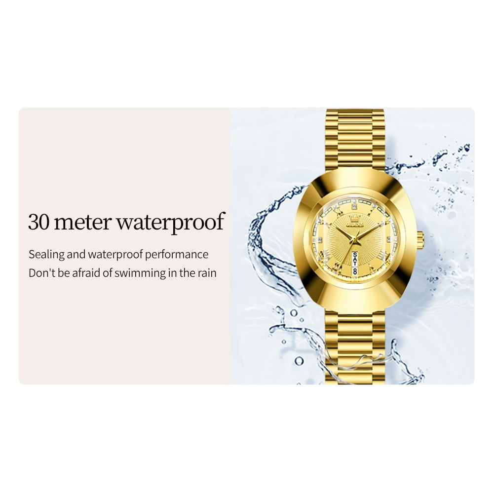OLEVS Watches for Women Luxury Dress Waterproof Analog Quartz Fashion Gold Plated Tungsten Steel Roman Numeral Date Classic Female Ladies Watches Women Wrist Watches Gift Relojes para Mujer