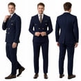 thumbnail image 2 of Beauty-Emily Men's Classic Double-Breasted Suit Set – Slim Fit Two-Piece Blazer & Pants with Gold Button Detail, Formal Business Suit for Office, Wedding & Events, 2 of 8