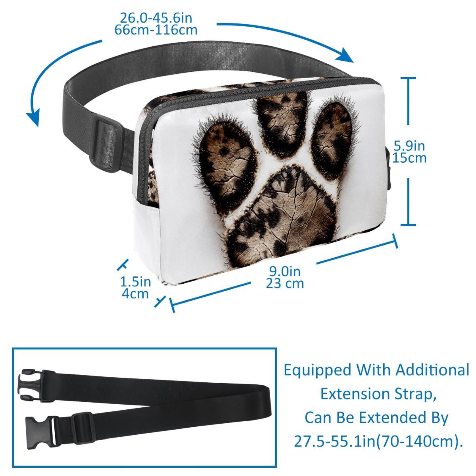 Paw prints Lightweight Adjustable Running Belt with Extension Strap for Unisex - Fanny Pack Waist Bag for Fitness and Exercise