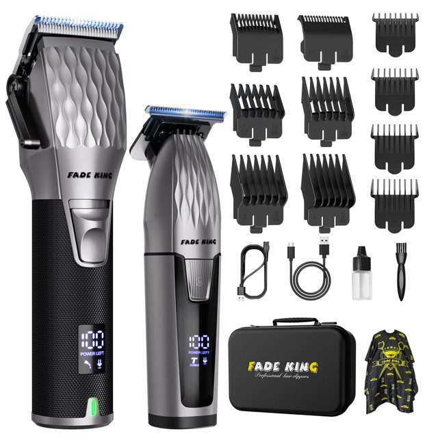 FADEKING® Professional Hair Clippers for Men, Cordless Hair Clippers and Beard Trimmer for Men, Professional Barber Clippers for Hair Cutting and B