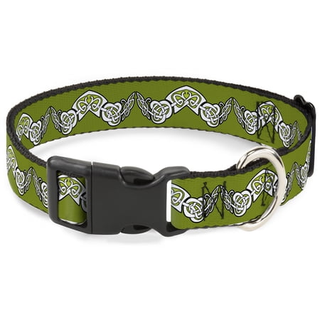 Buckle-Down Pet Collar Dog Collar Plastic Buckle Celtic Knot Olives Black White 20 to 31 Inches 1.5 Inch Wide