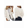 thumbnail image 3 of Women'S Fall Fashion: Front-Open Long-Sleeved Knitted Cardigan Sweater Cream White XXL, 3 of 6