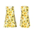 thumbnail image 7 of Wukai Blue Floral Sunflower Print Women's Sleeveless Dress, Loose Fit Casual Dress for Women, Comfortable Sleeveless Summer Dress, 7 of 7