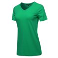thumbnail image 2 of A2Y Women's Basic Solid Premium Cotton Short Sleeve V-neck T Shirt Tee Tops Kelly Green S, 2 of 6
