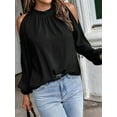 thumbnail image 4 of Womens Tops Dressy Casual Cold Shoulder Ruffle Collar Blouses Fall Fashion Shirts for Work, 4 of 8